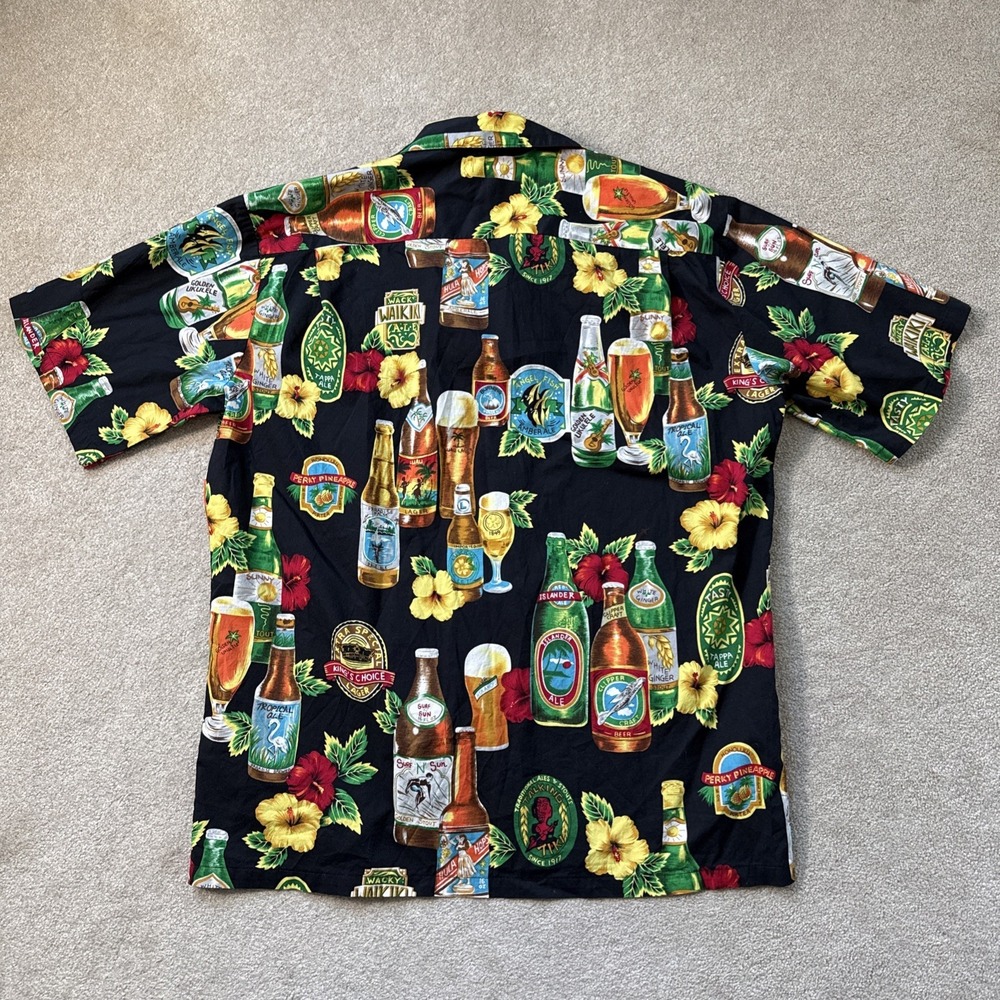 Hilo Hattie Hawaiian Aloha Shirt Mens M Hawaii Local Beers All Over Print - Picture 7 of 7
